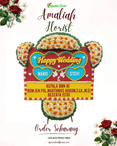 Papan Bunga Pernikahan Carita